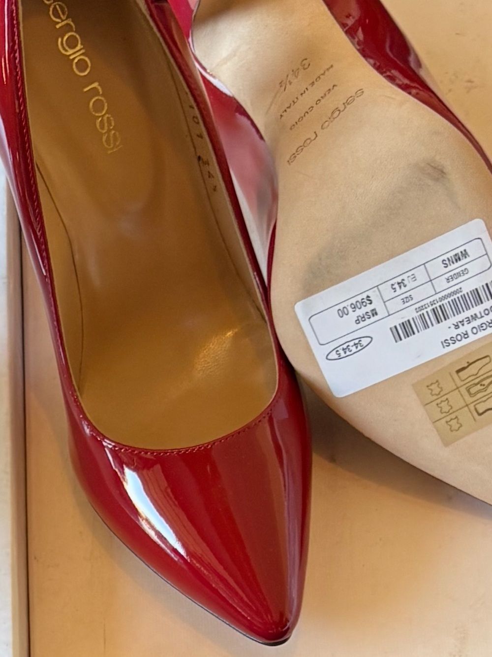 Sergio Rossi Red Patent Leather Pointed-Toe Mules